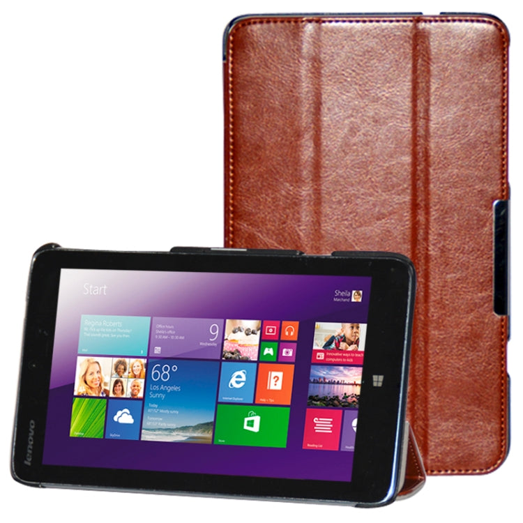3-folding Crazy Horse Texture Flip Leather Case with Holder for Lenovo Miix 2-8