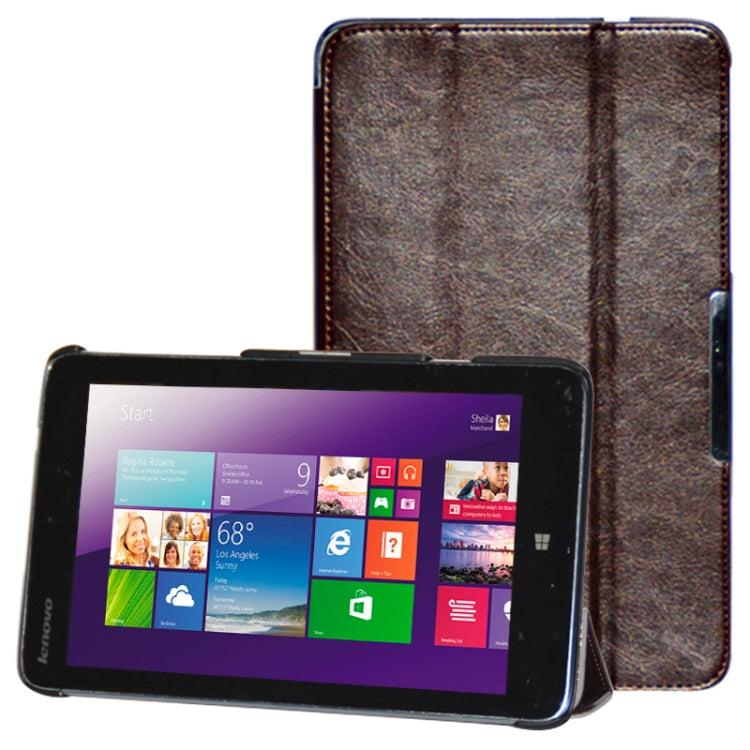 3-folding Crazy Horse Texture Flip Leather Case with Holder for Lenovo Miix 2-8