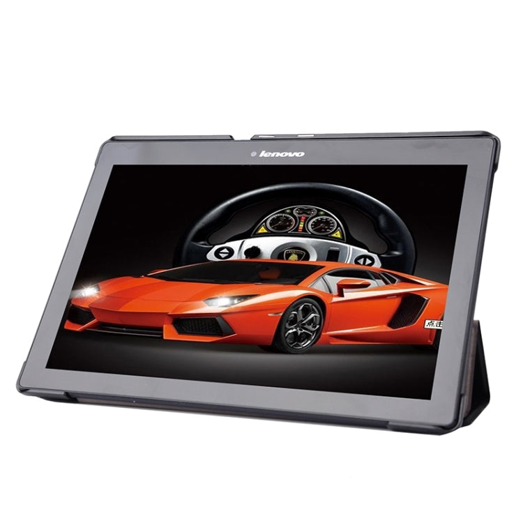 Karst Texture Horizontal Flip Solid Color Leather Case with Three-Folding Holder for Lenovo Tab2 A10-70