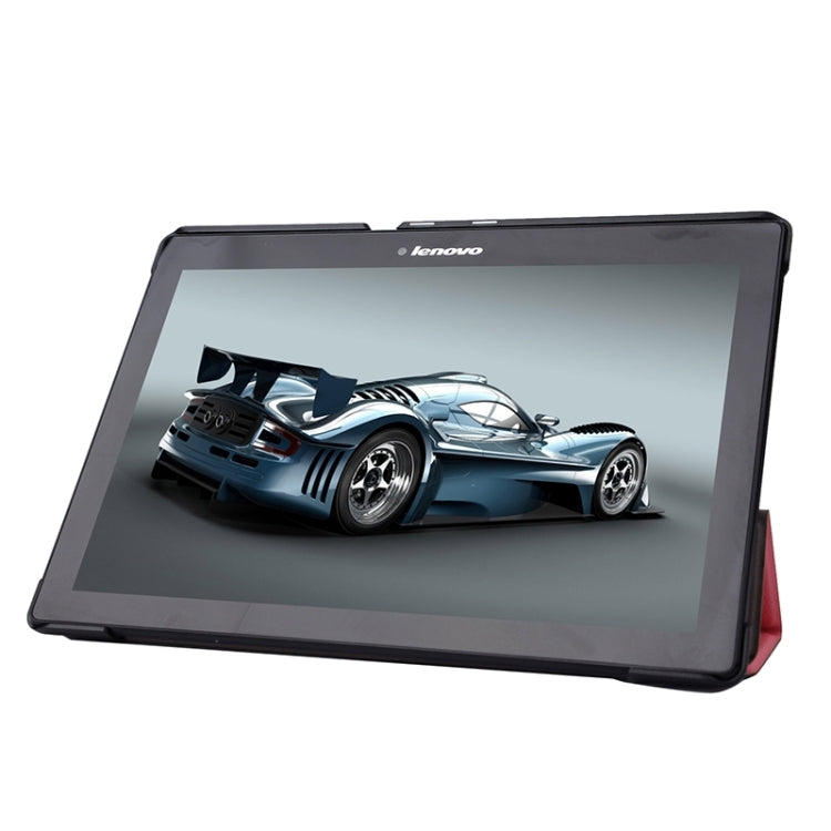 Karst Texture Horizontal Flip Solid Color Leather Case with Three-Folding Holder for Lenovo Tab2 A10-70