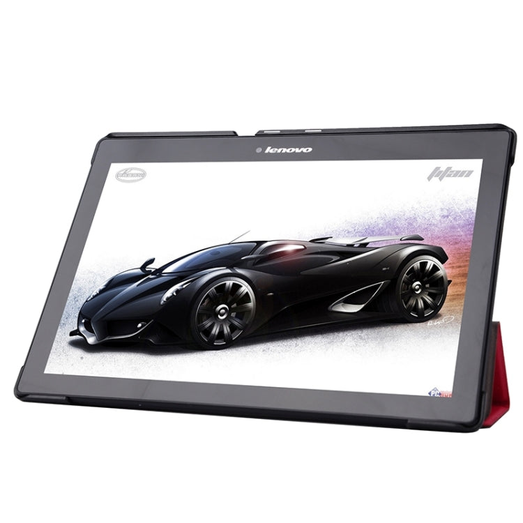 Karst Texture Horizontal Flip Solid Color Leather Case with Three-Folding Holder for Lenovo Tab2 A10-70