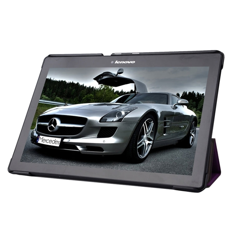 Karst Texture Horizontal Flip Solid Color Leather Case with Three-Folding Holder for Lenovo Tab2 A10-70