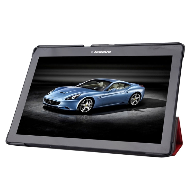 Karst Texture Horizontal Flip Solid Color Leather Case with Three-Folding Holder for Lenovo Tab2 A10-70