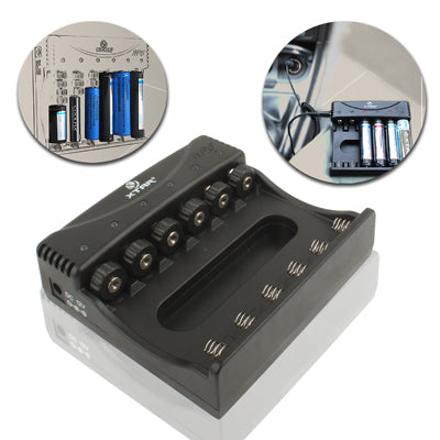 6 Channels XTAR WP6 Battery Charger for 10440 / 14500 / 14650 / 16340 / 17670 / 18650 / 18700 Lithium Battery with Car Charger