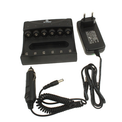 6 Channels XTAR WP6 Battery Charger for 10440 / 14500 / 14650 / 16340 / 17670 / 18650 / 18700 Lithium Battery with Car Charger