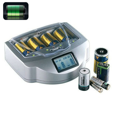 Universal and Intelligent Alkaline Battery Charger RC999 with Certificated Adaptor(Silver)