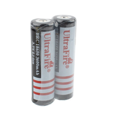 2 PCS UltraFire BRC 18650 3600mAh 3.7V Long Lasting Rechargeable Lithium ion Battery with Circuit Protection(Black)