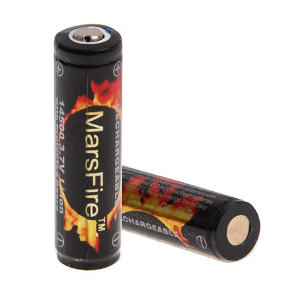 2 PCS MarsFire 14500 930mAh Rechargeable Li-ion Battery with Protected Board(Black)
