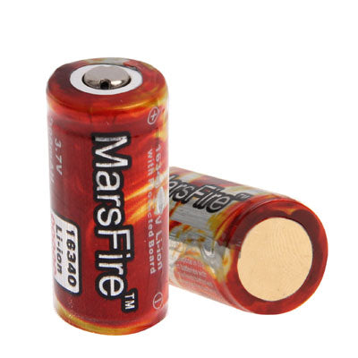 2 PCS MarsFire 16340 900mAh Rechargeable Li-ion Battery with Protected Board(Red)