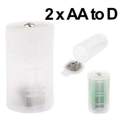 2 x AA to D Size Battery Converter Adaptor Adapter Case (3V)(White)