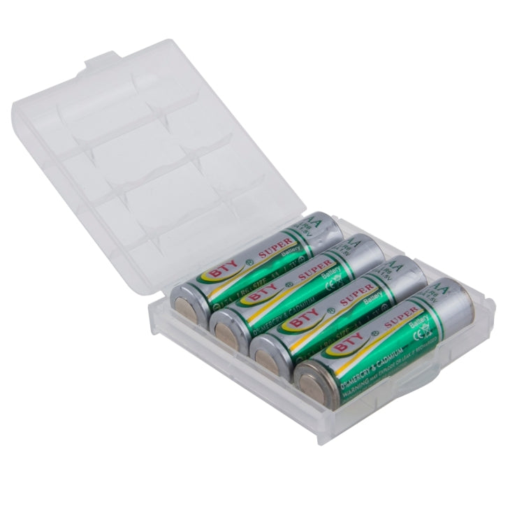 Plastic Battery Storage Case Box for 4 x AA Batteries (Not Include Batteries)(White)