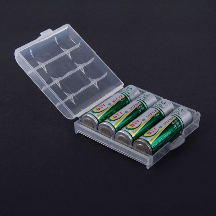 Plastic Battery Storage Case Box for 4 x AA Batteries (Not Include Batteries)(White)