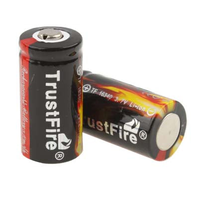 2 PCS TrustFire 16340 880mAh 3.7V Long Lasting Rechargeable Lithium ion Battery with Circuit Protection(Black)