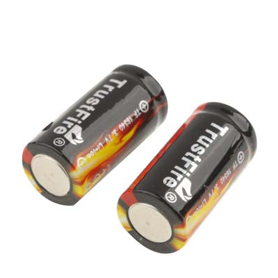 2 PCS TrustFire 16340 880mAh 3.7V Long Lasting Rechargeable Lithium ion Battery with Circuit Protection(Black)