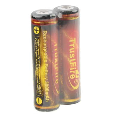 TrustFire 18650 3000mAh 3.7V Long Lasting Rechargeable Lithium ion Battery with Circuit Protection (2pcs in one packaging, the price is for 2pcs)(Red)