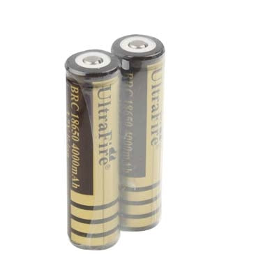 2 PCS UltraFire 18650 4000mAh 3.7V Long Lasting Rechargeable Lithium ion Battery with Circuit Protection(Coffee)