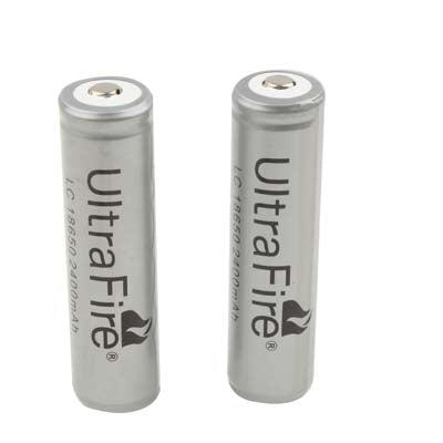 UltraFire 18650 2400mAh 3.7V Long Lasting Rechargeable Lithium ion Battery with Circuit Protection (2pcs in one packaging, the price is for 2pcs)(Grey)