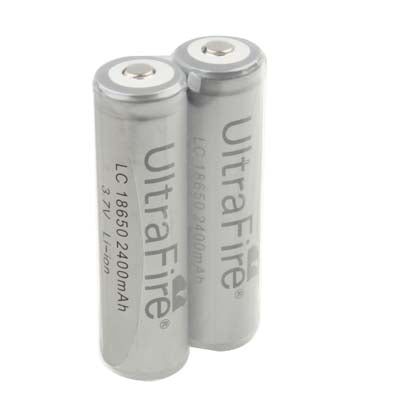 UltraFire 18650 2400mAh 3.7V Long Lasting Rechargeable Lithium ion Battery with Circuit Protection (2pcs in one packaging, the price is for 2pcs)(Grey)