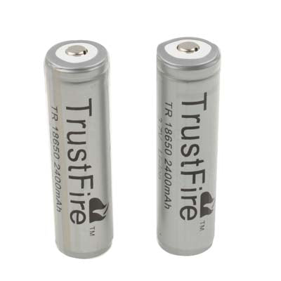 TrustFire 18650 2400mAh 3.7V Long Lasting Rechargeable Lithium ion Battery with Circuit Protection (2pcs in one packaging, the price is for 2pcs)(Grey)