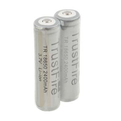 TrustFire 18650 2400mAh 3.7V Long Lasting Rechargeable Lithium ion Battery with Circuit Protection (2pcs in one packaging, the price is for 2pcs)(Grey)