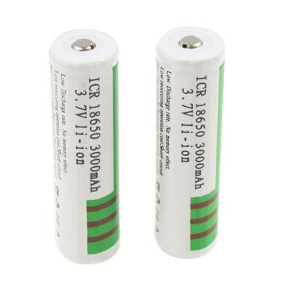 2 PCS Sky Ray ICR 18650 3000mAh 3.7V Long Lasting Rechargeable Lithium ion Battery with Circuit Protection(Green)