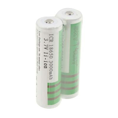 2 PCS Sky Ray ICR 18650 3000mAh 3.7V Long Lasting Rechargeable Lithium ion Battery with Circuit Protection(Green)
