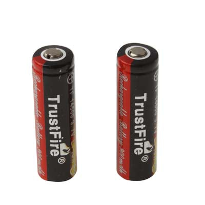 2 PCS TrustFire 14500 900mAh 3.7V Long Lasting Rechargeable Lithium ion Battery with Circuit Protection(Black)