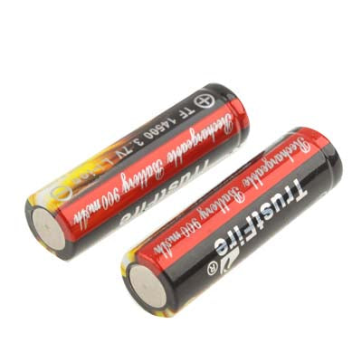 2 PCS TrustFire 14500 900mAh 3.7V Long Lasting Rechargeable Lithium ion Battery with Circuit Protection(Black)
