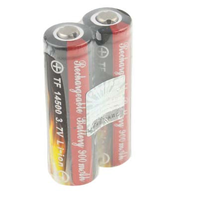 2 PCS TrustFire 14500 900mAh 3.7V Long Lasting Rechargeable Lithium ion Battery with Circuit Protection(Black)