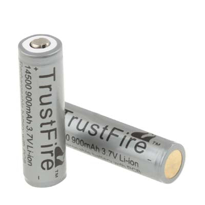TrustFire 14500 900mAh 3.7V Long Lasting Rechargeable Lithium ion Battery with Circuit Protection (2pcs in one packaging, the price is for 2pcs)(Grey)