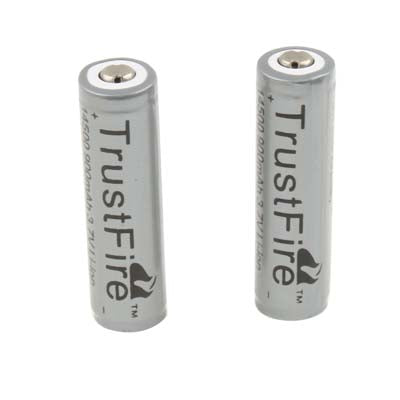 TrustFire 14500 900mAh 3.7V Long Lasting Rechargeable Lithium ion Battery with Circuit Protection (2pcs in one packaging, the price is for 2pcs)(Grey)