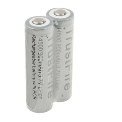 TrustFire 14500 900mAh 3.7V Long Lasting Rechargeable Lithium ion Battery with Circuit Protection (2pcs in one packaging, the price is for 2pcs)(Grey)