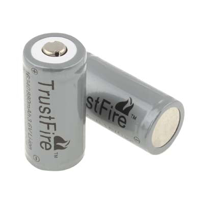 TrustFire 16340 880mAh 3.6V Long Lasting Rechargeable Lithium ion Battery with Circuit Protection (2pcs in one packaging, the price is for 2pcs)(Grey)