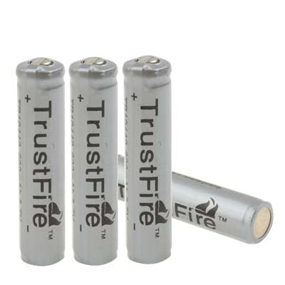 4 PCS TrustFire TR 10440 600mAh 3.7V Long Lasting Rechargeable Lithium ion Battery with Circuit Protection(Grey)