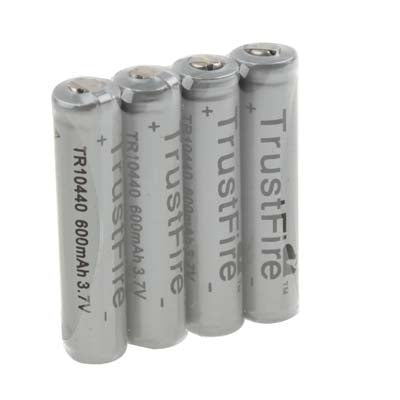 4 PCS TrustFire TR 10440 600mAh 3.7V Long Lasting Rechargeable Lithium ion Battery with Circuit Protection(Grey)