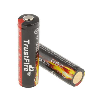 TrustFire TF 14500 900mAh 3.7V Long Lasting Rechargeable Lithium ion Battery (2pcs in one packaging, the price is for 2pcs)(Black)