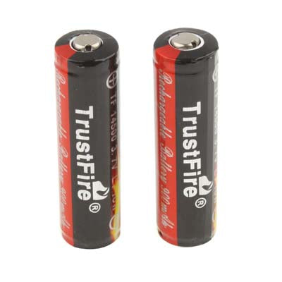 TrustFire TF 14500 900mAh 3.7V Long Lasting Rechargeable Lithium ion Battery (2pcs in one packaging, the price is for 2pcs)(Black)