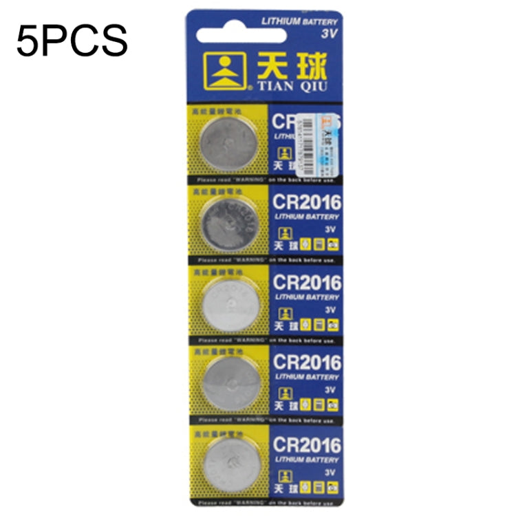 5 PCS CR2016 3V Lithium Button Battery