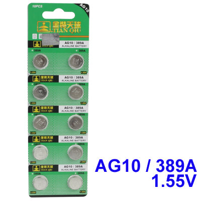 AG10 / 389A 1.55V Alkaline Button Battery (10 pcs in one packaging, the price is for 10 pcs)