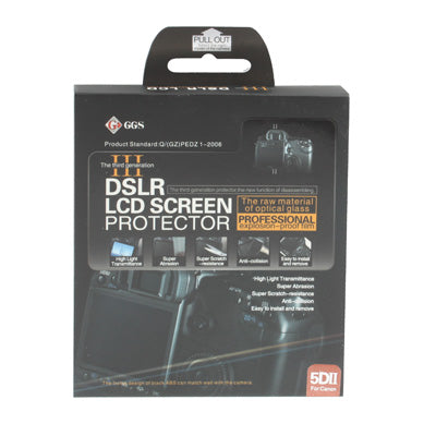 GGS DSLR 0.5mm Ultra-thin LCD Optical Glass Screen Protector for Canon 5DII(Black)