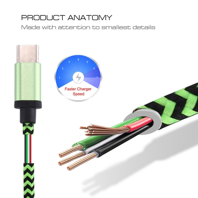 1m Woven Style USB-C / Type-C 3.1 to USB 2.0 Data Sync Charge Cable