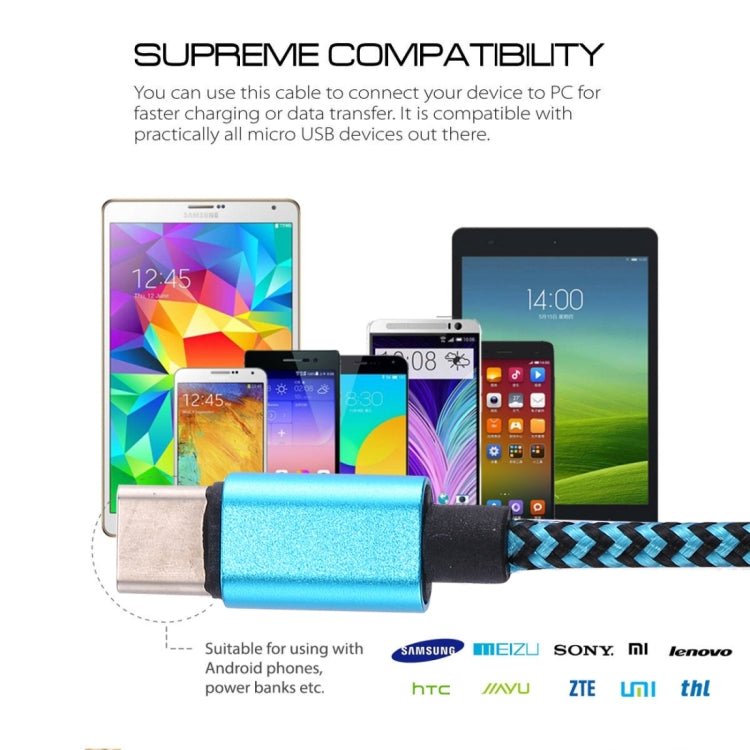 1m Woven Style USB-C / Type-C 3.1 to USB 2.0 Data Sync Charge Cable