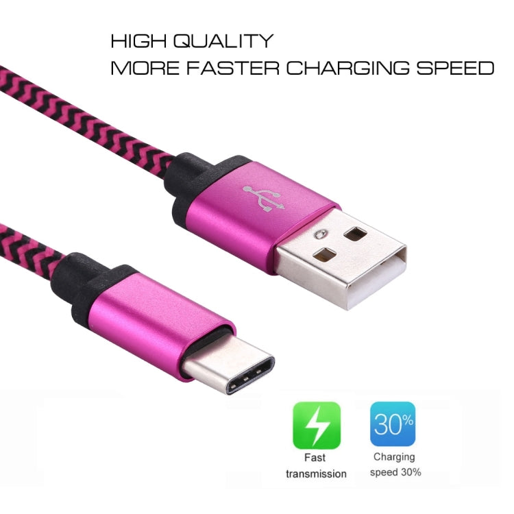 1m Woven Style USB-C / Type-C 3.1 to USB 2.0 Data Sync Charge Cable