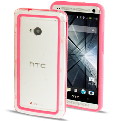 TPU + Transparent Plastic Bumper Frame Case for HTC One / M7