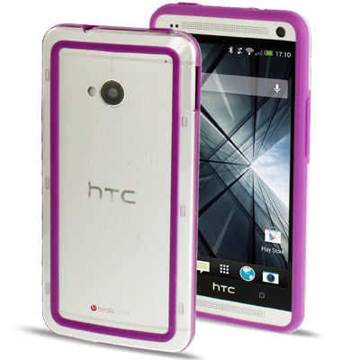 TPU + Transparent Plastic Bumper Frame Case for HTC One / M7