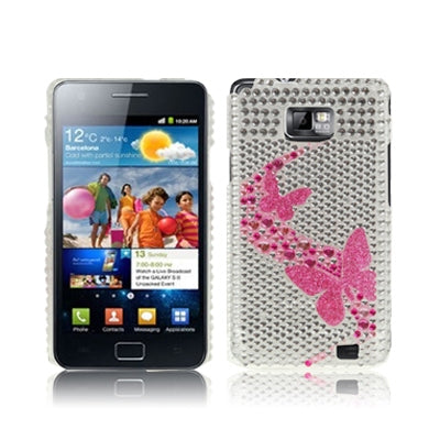 Butterfly Diamond Encrusted Crystal Case for Galaxy S II / i9100(Silver)