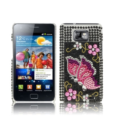 Butterfly Diamond Encrusted Crystal Case for Galaxy S II / i9100(Black)