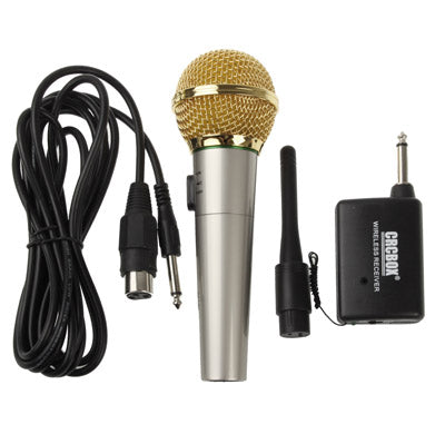 Handheld Wireless / Wired Microphone with Receiver & Antenna, Effective Distance: 15-30m