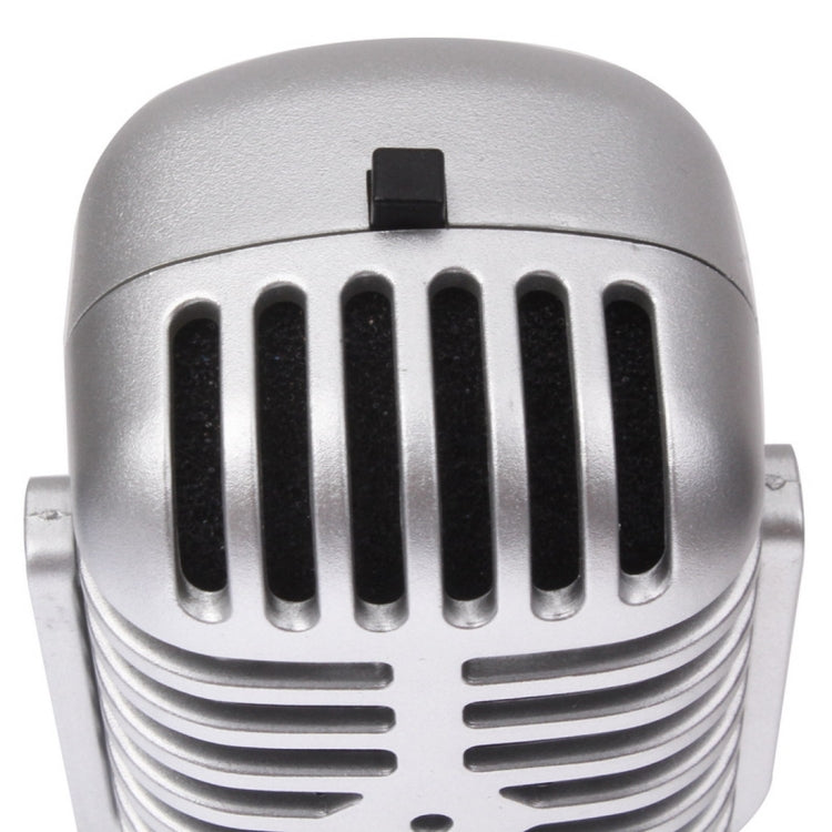 3.5mm Plug Stereo Karaoke Retro Style Microphone for PC Laptop Computer, Cable Length: 2.2m(Silver)