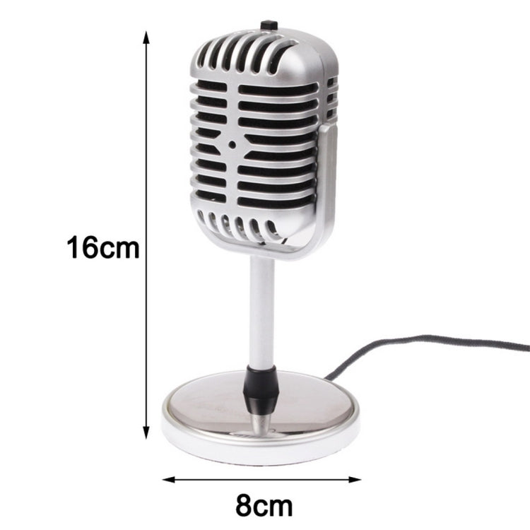 3.5mm Plug Stereo Karaoke Retro Style Microphone for PC Laptop Computer, Cable Length: 2.2m(Silver)